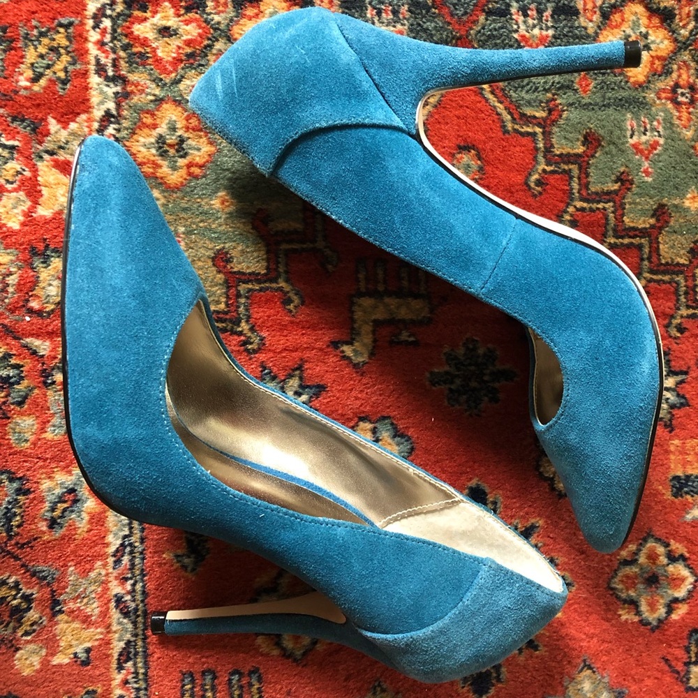 Steve Madden Carli Suede Pump, 4.5” Heel, Turquoise